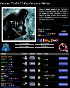 ¿Como comprar una cd key Thief ?