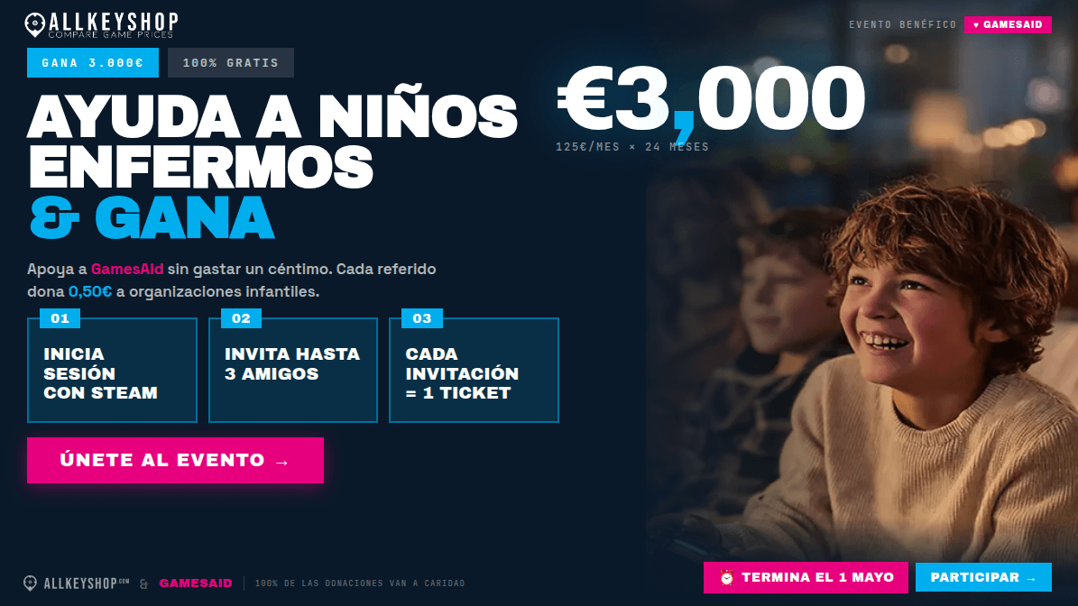 Unete al AllKeyShop Charity Event para GamesAid