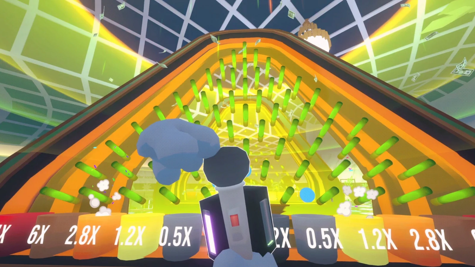Gamble With Your Friends Plinko multipliers and VR hands screenshot from Steam