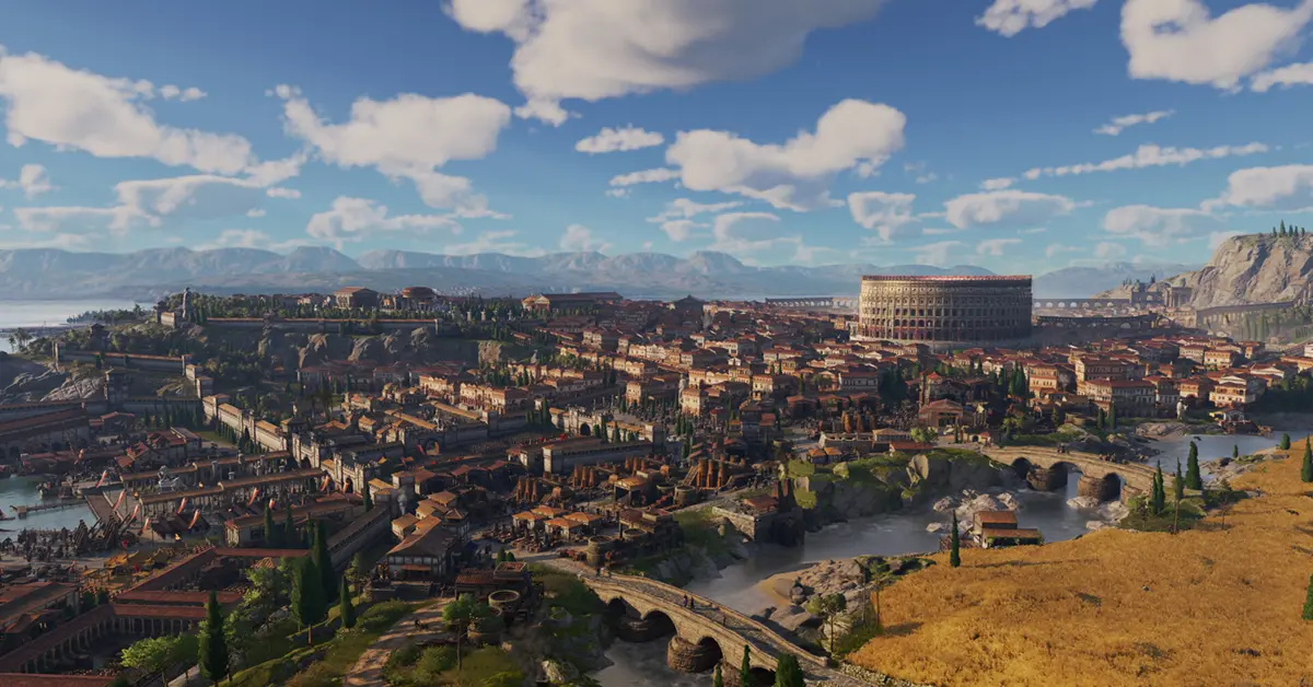 Interfaz de juego de Anno 117 mostrando la pantalla de gestión de provincia en el Lacio