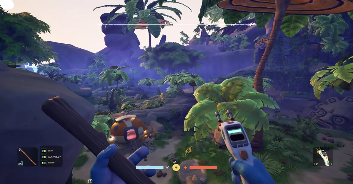 Gameplay de Astrobotanica recolectando en la tierra prehistórica