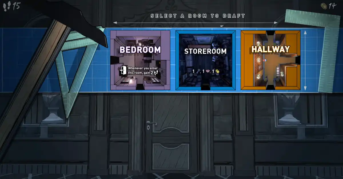 La mecánica de drafting en Blue Prince permite infinitas variaciones estratégicas.