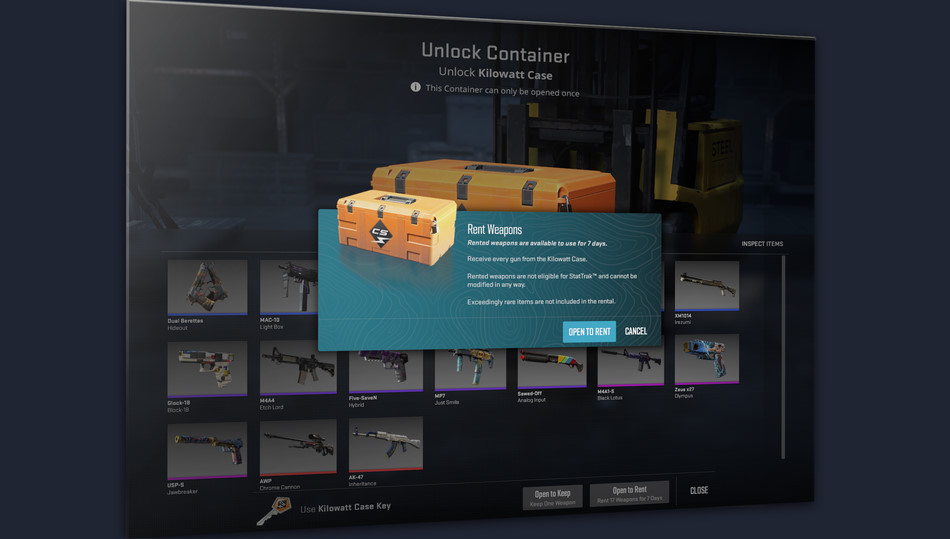 nueva actualización de Alquiler para la Kilowatt Case de CS2