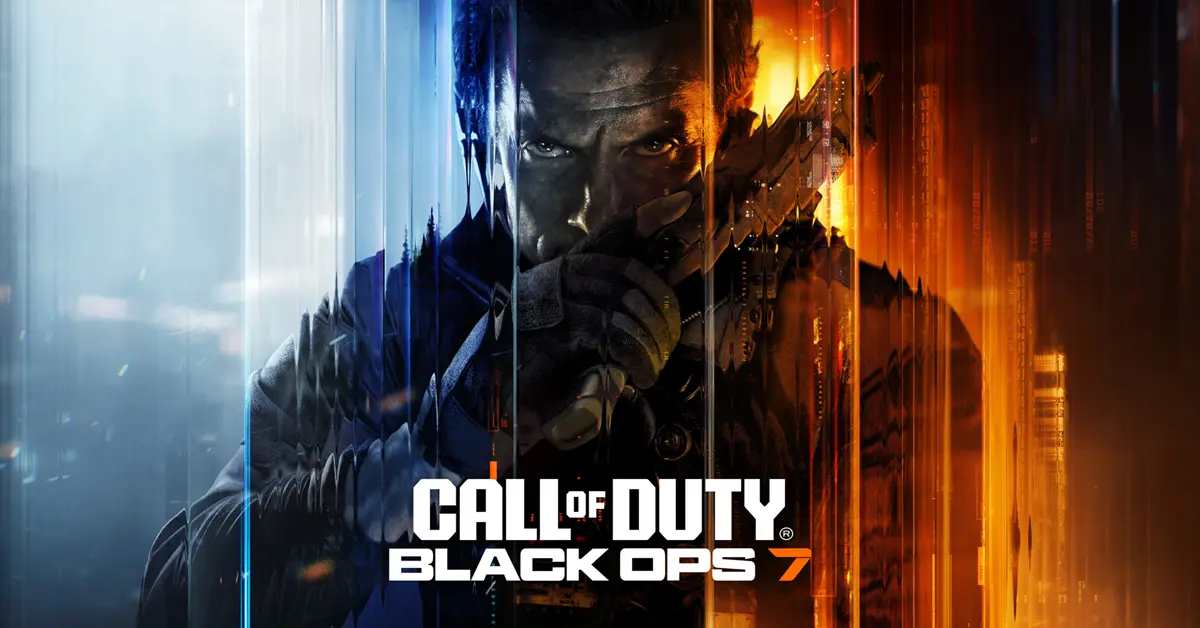Arte principal de Call of Duty Black Ops 7 mostrando a David Mason en la ciudad de Avalon