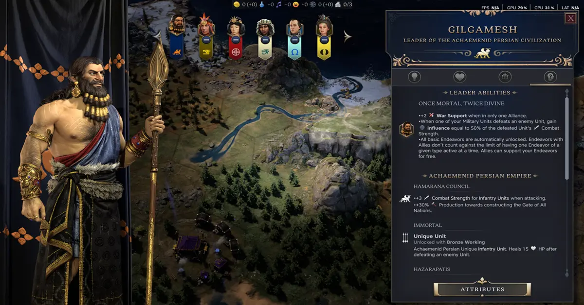 Arte oficial de Civilization 7 mostrando líderes históricos y una metrópolis en expansión