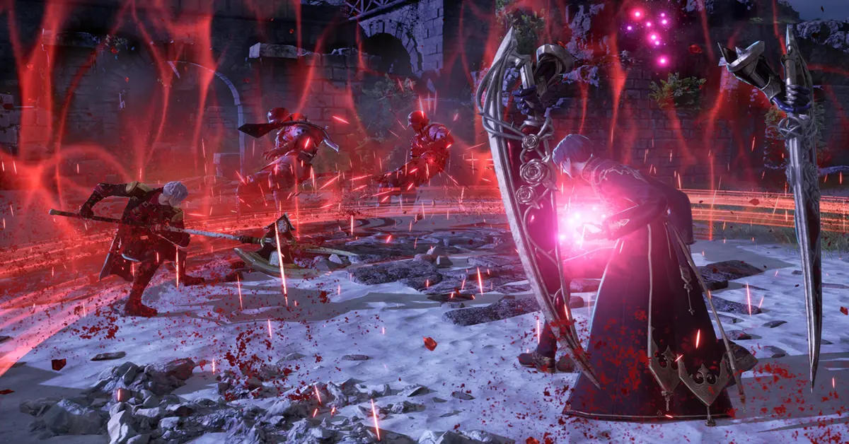 Sistema de combate cooperativo de Code Vein II mostrando habilidades de código de sangre