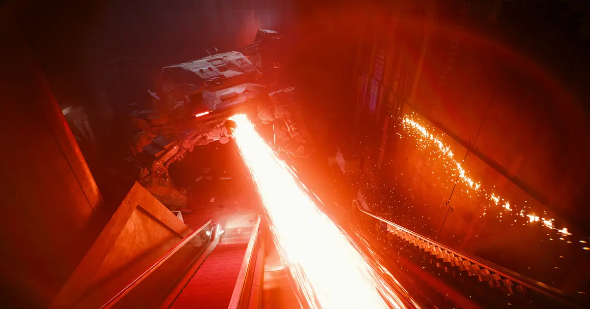 Vista en primera persona de V usando nuevas habilidades del árbol de habilidades Relic durante un tiroteo en Cyberpunk 2077