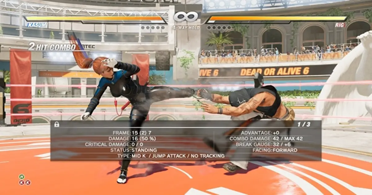 Combate en el juego Dead or Alive 6 mostrando la selección actual de personajes
