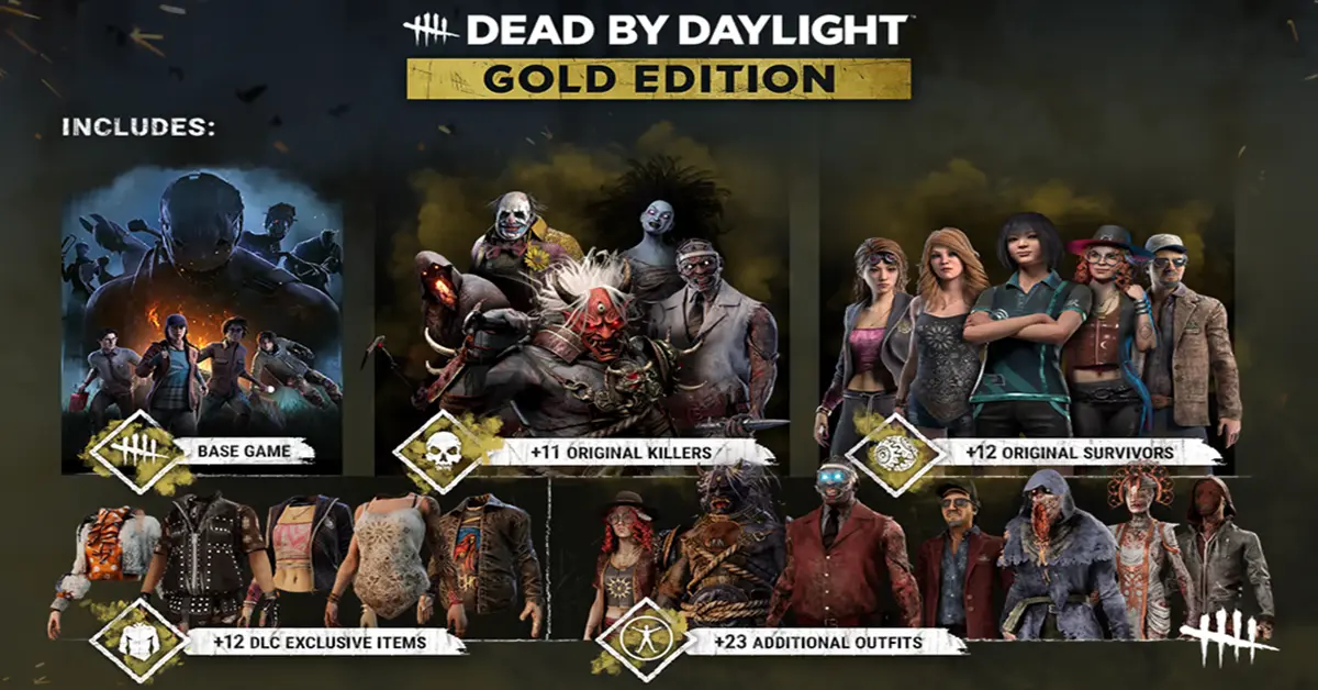 Una cuadrícula que muestra varios asesinos de Dead by Daylight de diferentes capítulos DLC