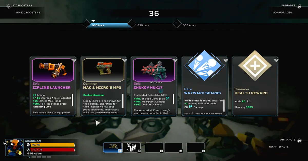 Un vistazo detallado a la nueva interfaz de equipamiento de clase y pantallas de selección de armas en Deep Rock Galactic Rogue Core