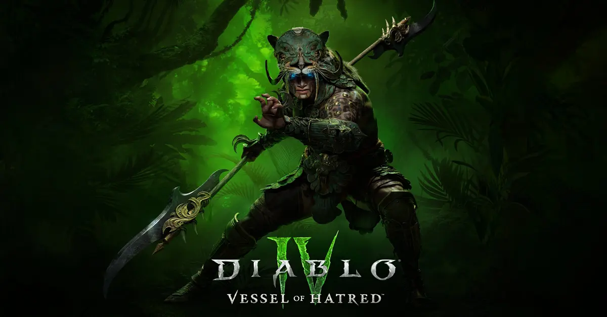 Arte oficial de Diablo IV Vessel of Hatred que muestra las selvas de Nahantu