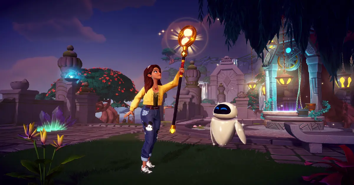 Gameplay de Disney Dreamlight Valley mostrando el uso de la nueva herramienta Reloj de Arena Real.