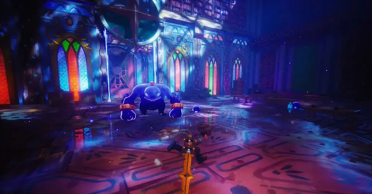 El entorno de noche eterna crea un sorprendente contraste visual en Duskfade.