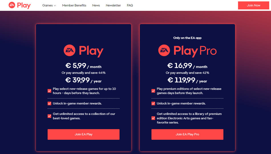 EA Play Standard y Pro, los nuevos precios
