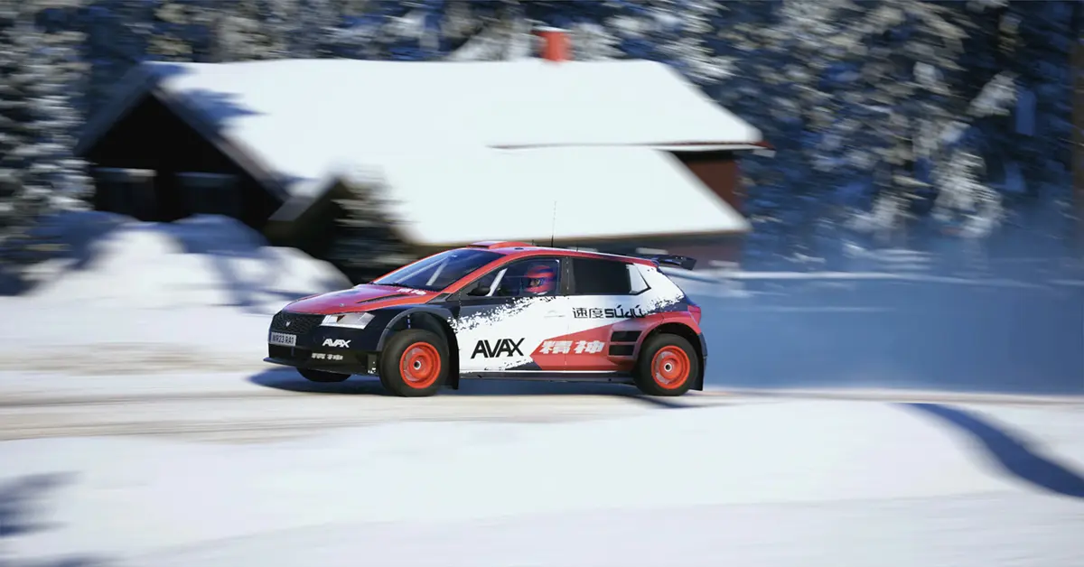 Coche de rally personalizado construido en el garaje del modo creador de EA Sports WRC