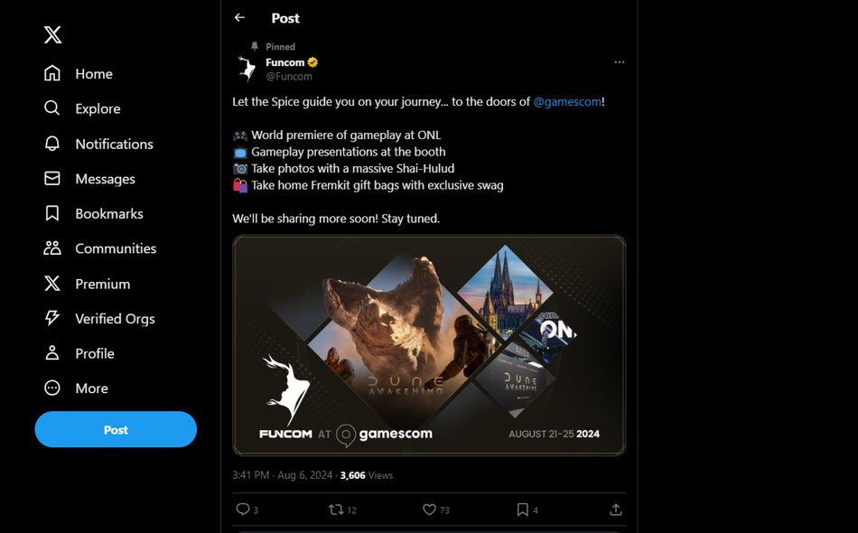 Funcom confirma Dune Awakening en Gamescom 2024 con stand