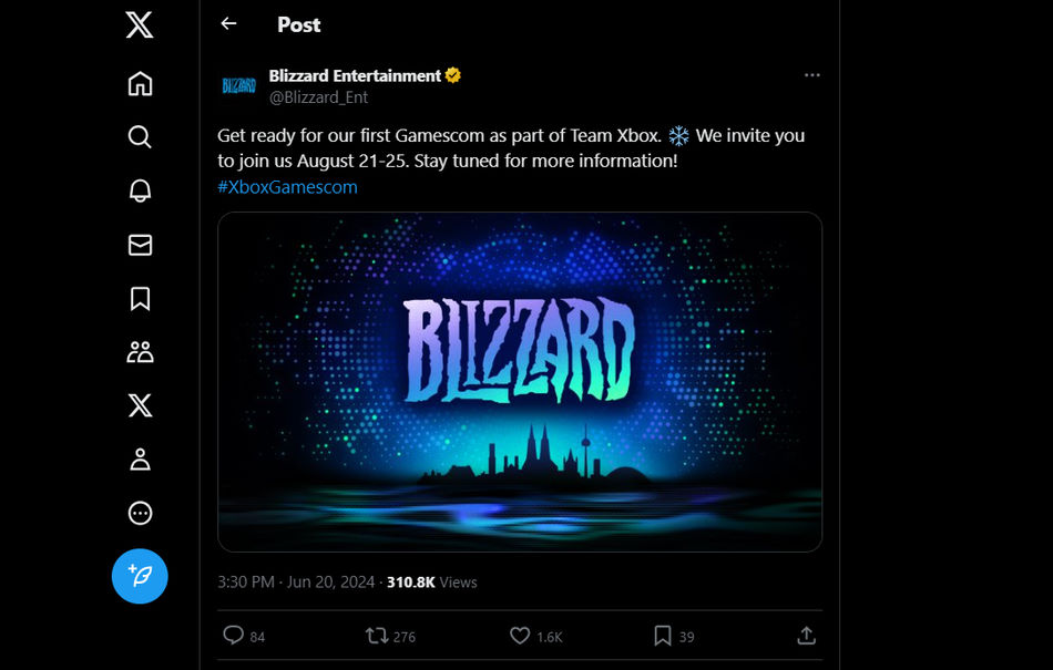 Blizzard confirma su participación junto a Xbox en Gamescom en X/Twitter
