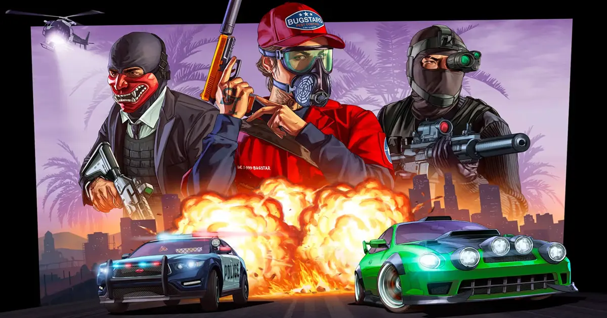 Persecución policial a toda velocidad y explosión de atraco a un banco en GTA V Los Santos