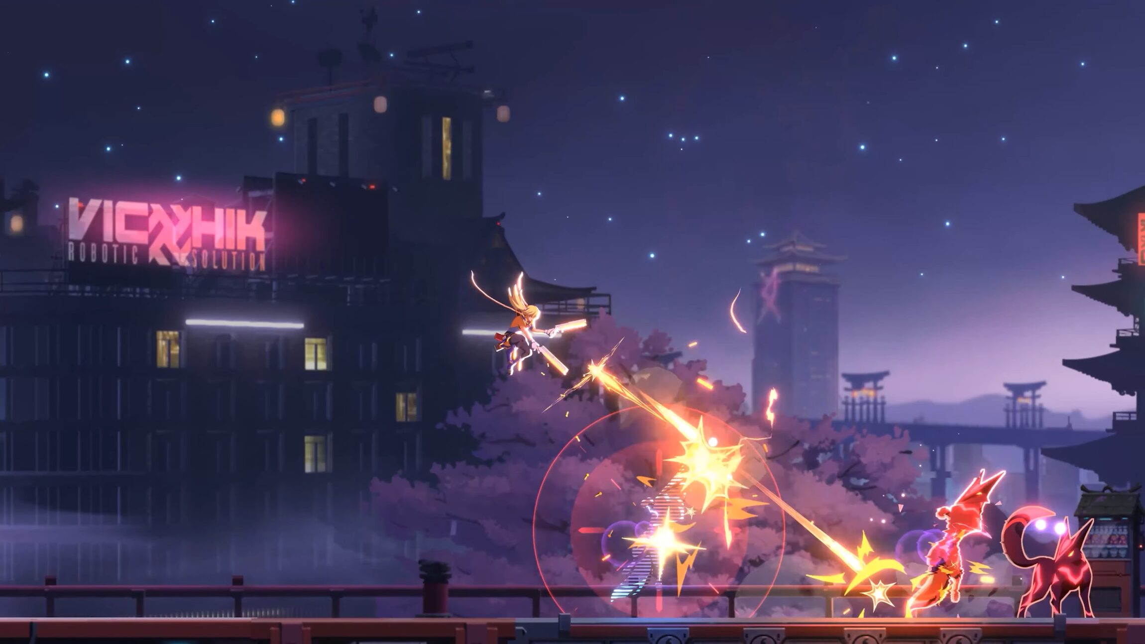 Noel Vermillion usando sus pistolas para combatir a sus adversarios