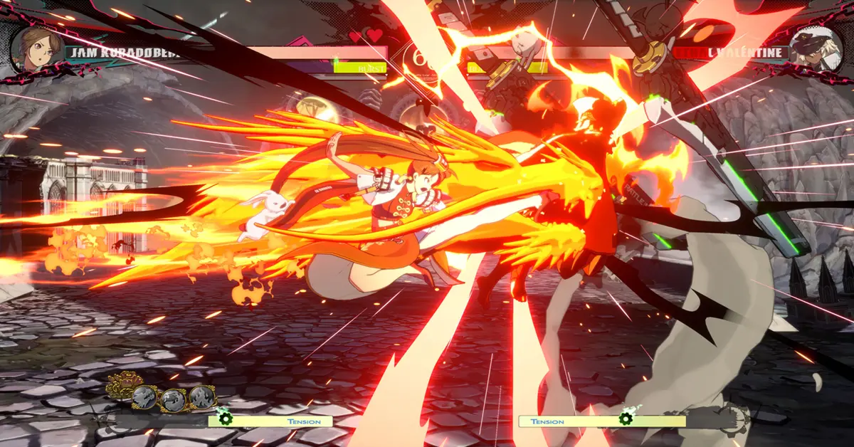 Jam Kuradoberi ejecutando un combo dinámico en la Temporada 5 de Guilty Gear Strive.