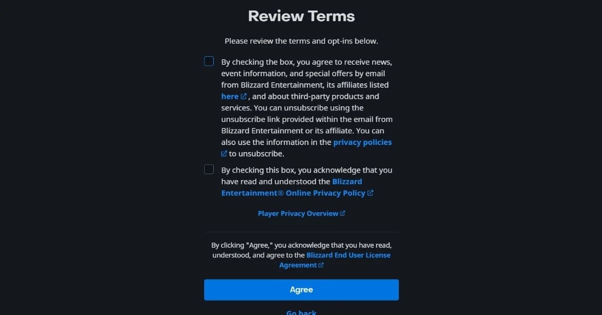 Términos y políticas de la cuenta de Blizzard