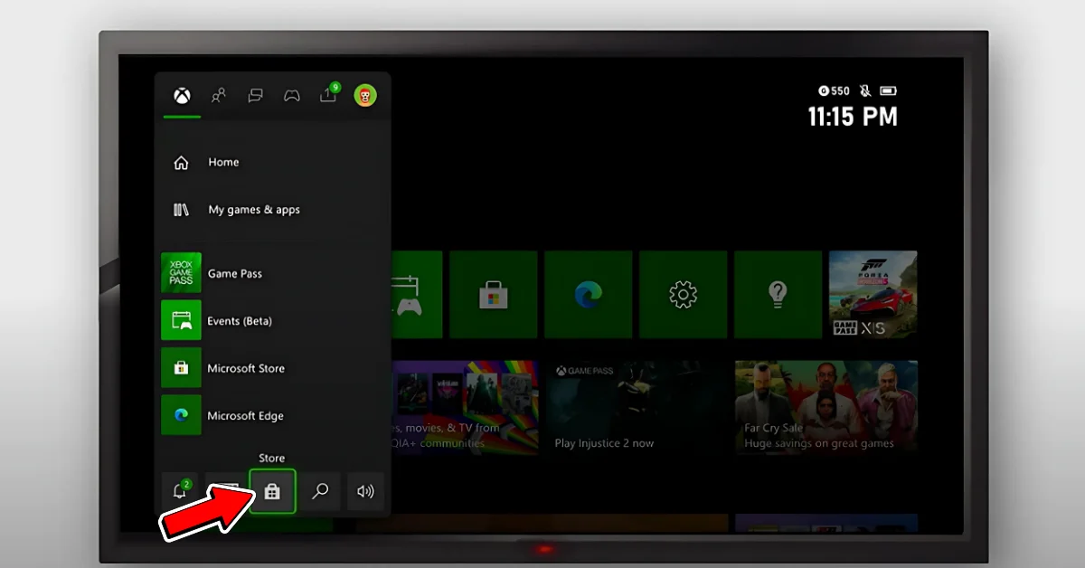 Selecciona la Tienda en la guía