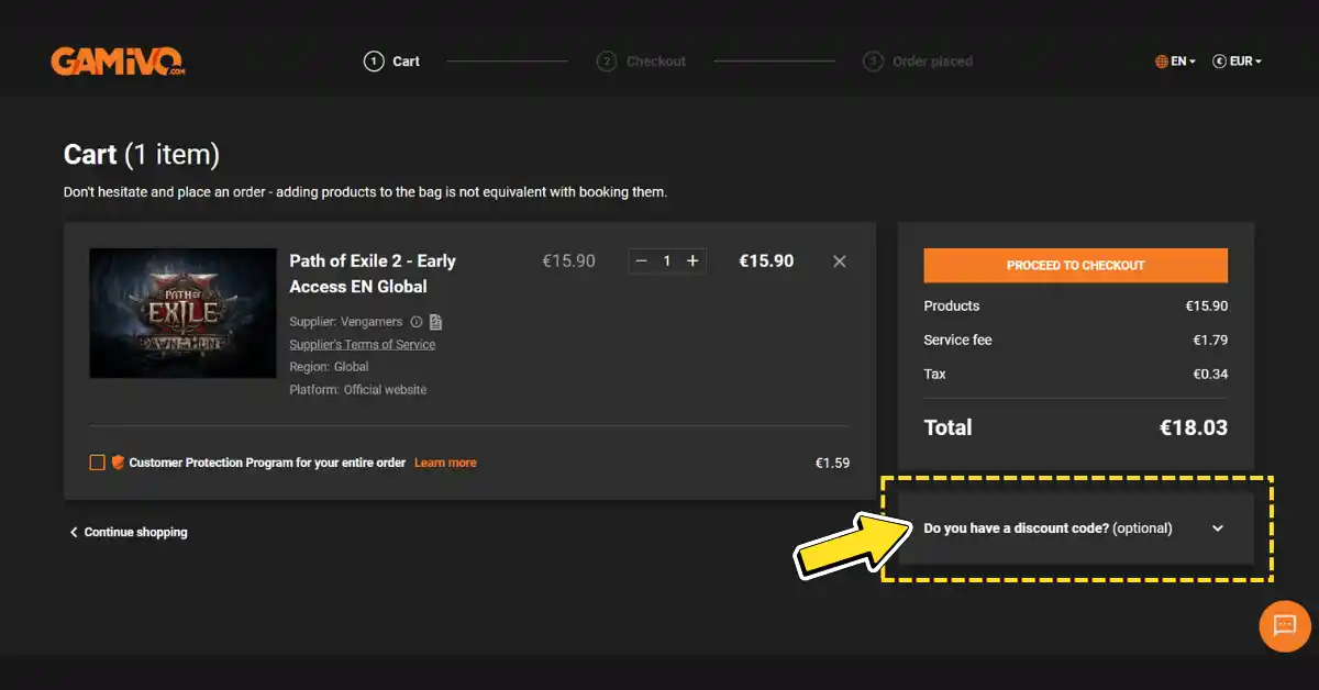 Canjear código de descuento GAMIVO