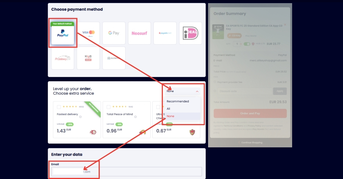 Proceso de pago en K4G