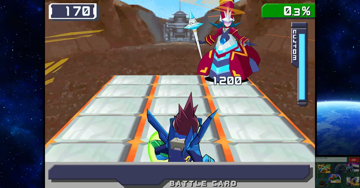 Captura de pantalla de alta resolución de la cuadrícula de combate de Mega Man Star Force