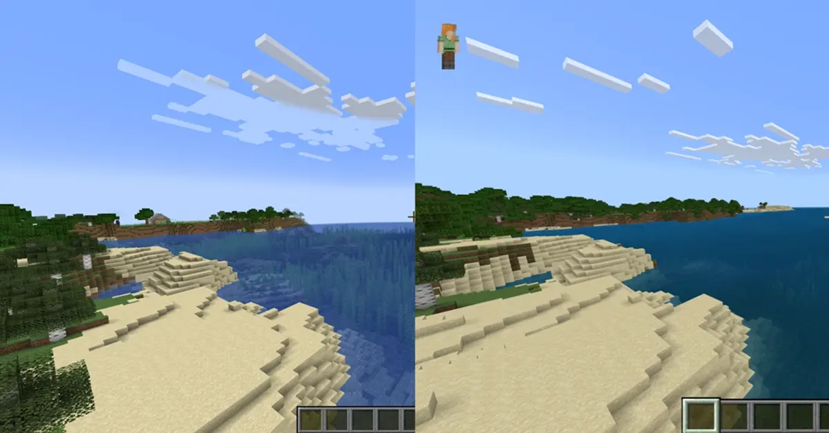 Comparación lado a lado de las interfaces de Minecraft Java y Bedrock Edition
