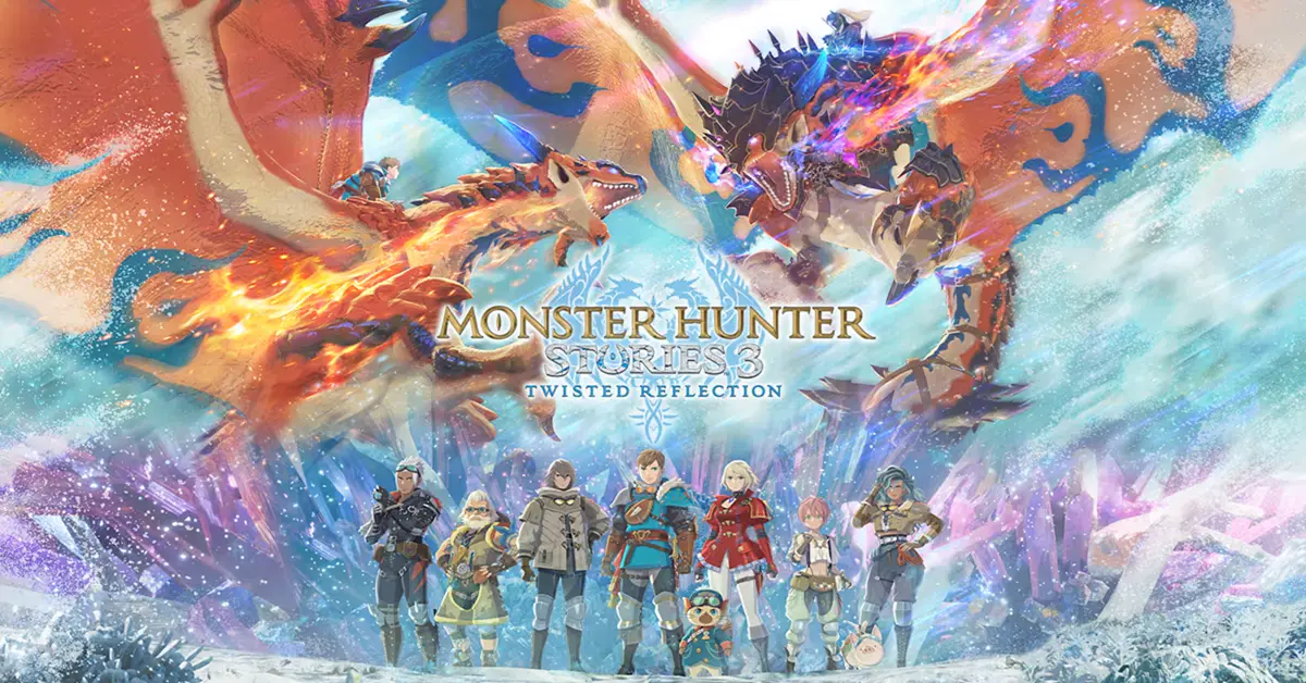 Rathalos gemelos surcando los cielos en Monster Hunter Stories 3.