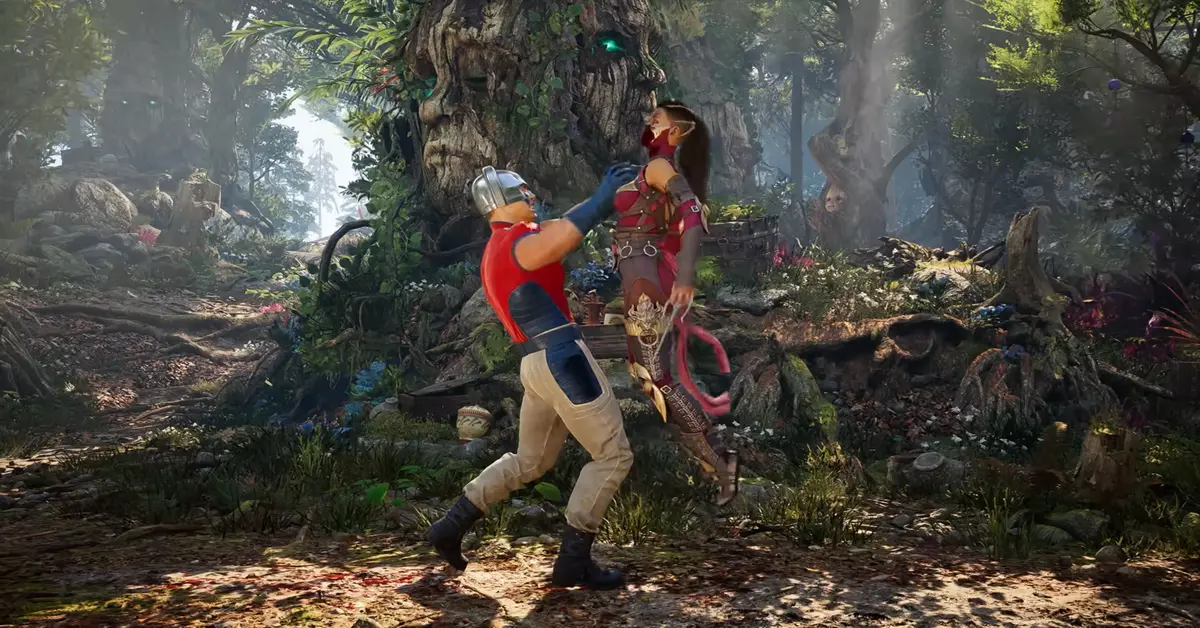 El personaje del DLC Peacemaker realizando un movimiento especial en Mortal Kombat 1.