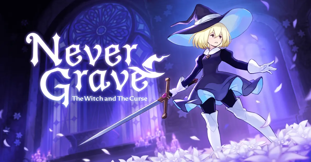 Arte principal de Never Grave The Witch and The Curse con la protagonista mágica