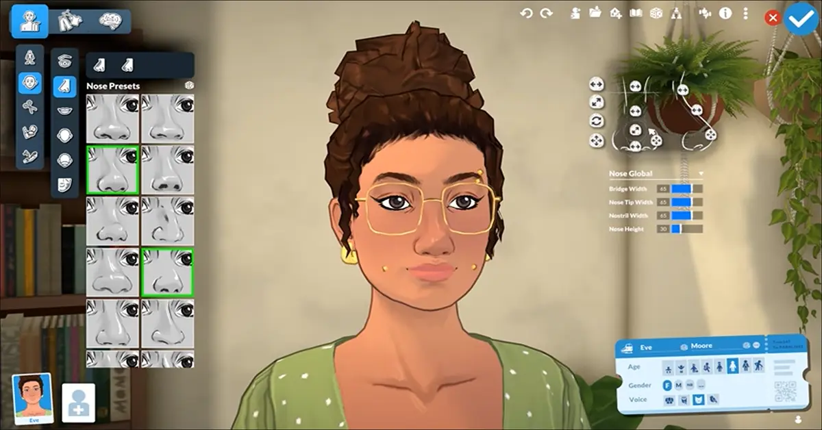 Personalización de personajes de Paralives en la interfaz de Paramaker