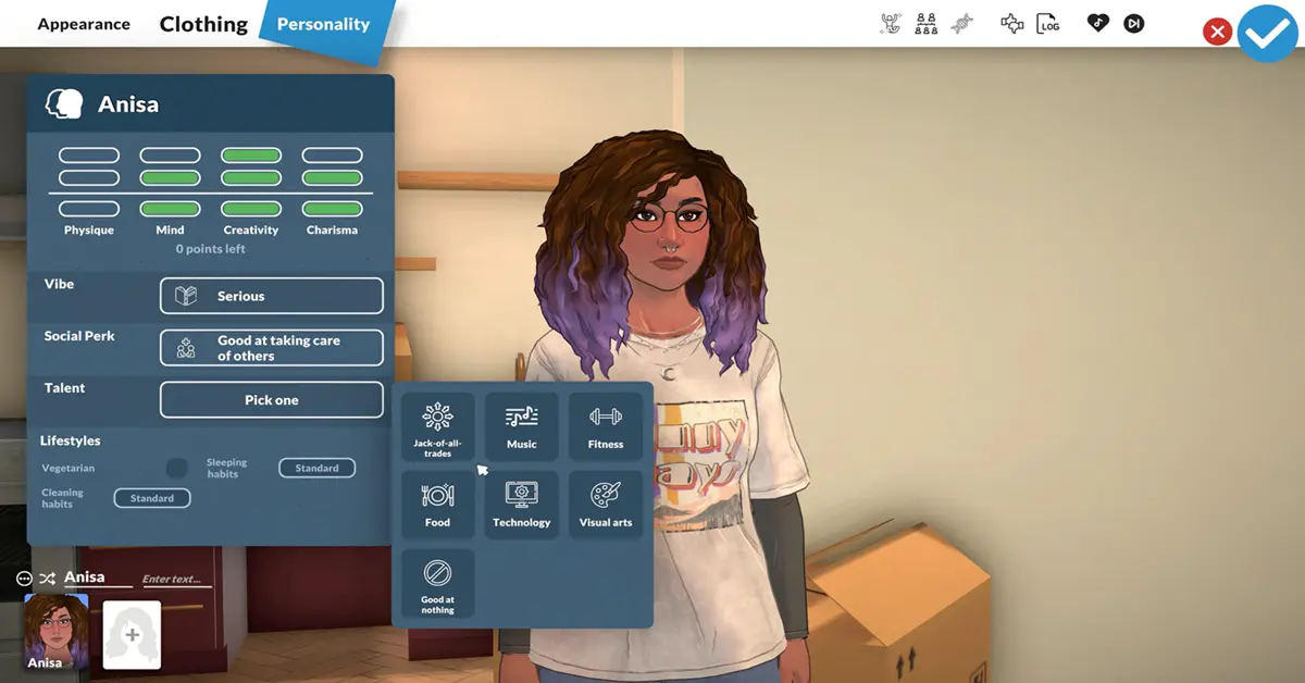 Gameplay de reserva para PC de Paralives mostrando la creación de personajes Paramaker