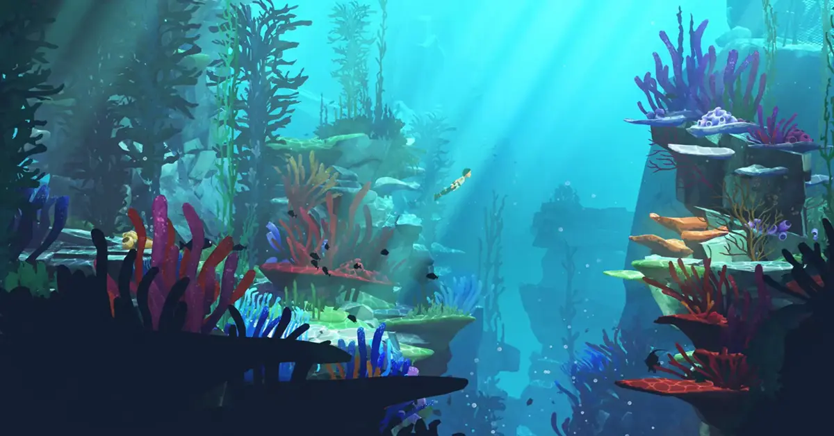 Un primer plano de una nueva mecánica de puzles con plantas bioluminiscentes en Planet of Lana II.