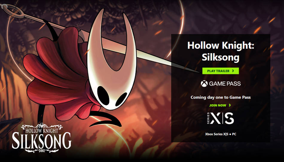 Página oficial de Microsoft para Hollow Knight Silksong