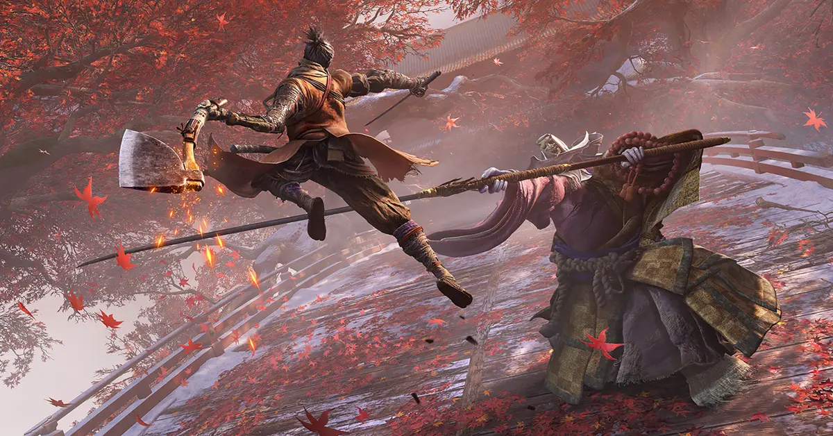 El Lobo realizando un desvío perfecto contra un jefe en Sekiro