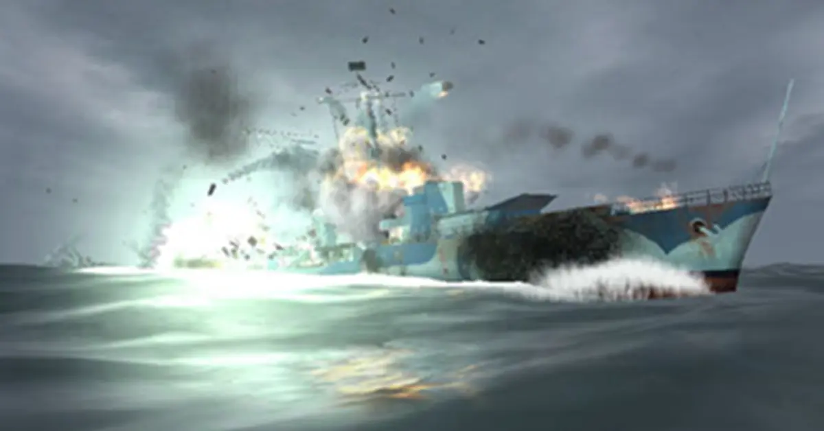 Un submarino U-boat alemán navegando en mares tormentosos en Silent Hunter 3