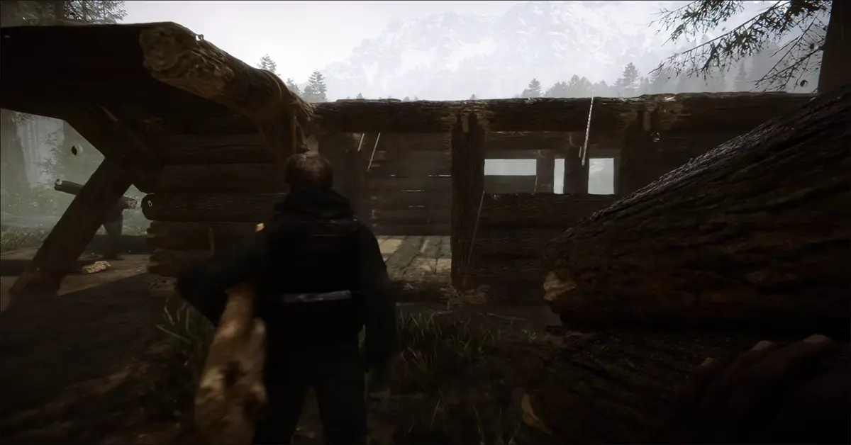 Múltiples jugadores colaborando en la construcción de una fortaleza de madera en Sons of the Forest