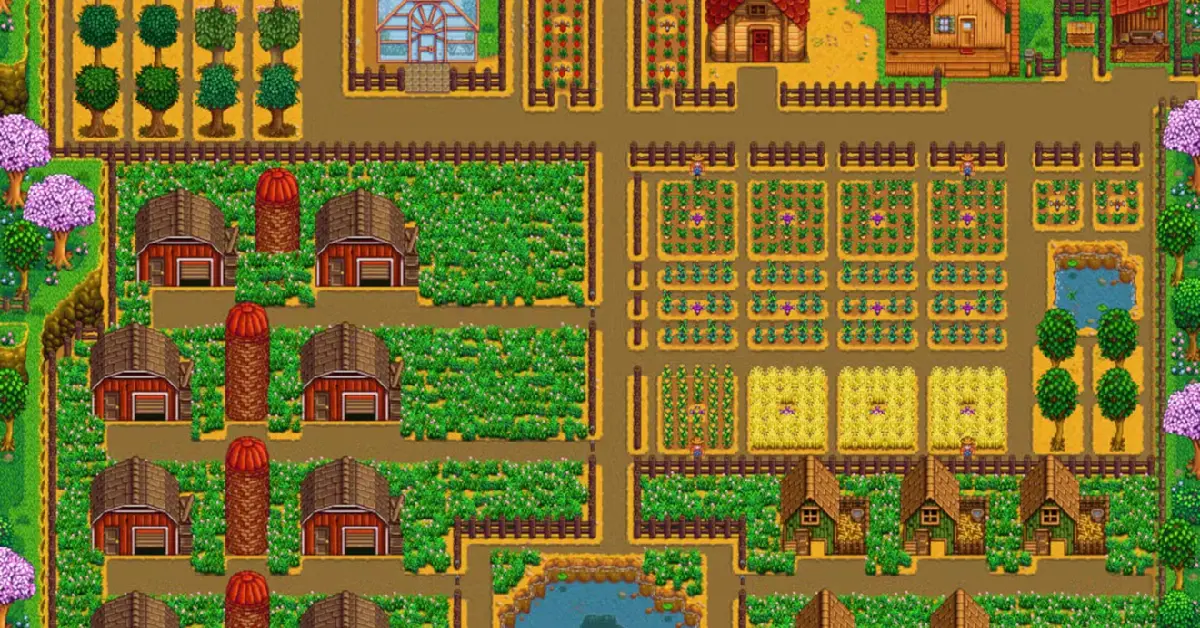 Un diseño de granja de Stardew Valley bellamente personalizado
