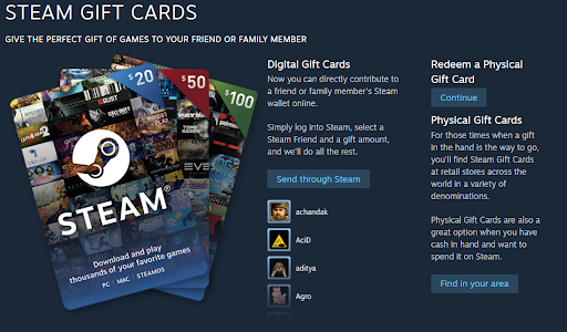 Tarjetas de Regalo de Steam digitales