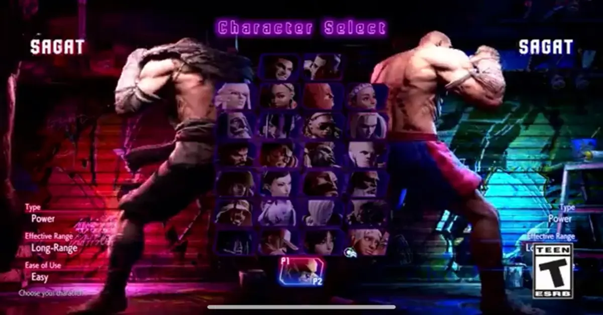 Pantalla de selección de personajes de Street Fighter 6 mostrando el plantel expandido de DLC