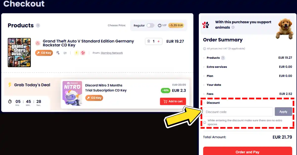 Aplica el cupón de descuento en la página de pago de la tienda