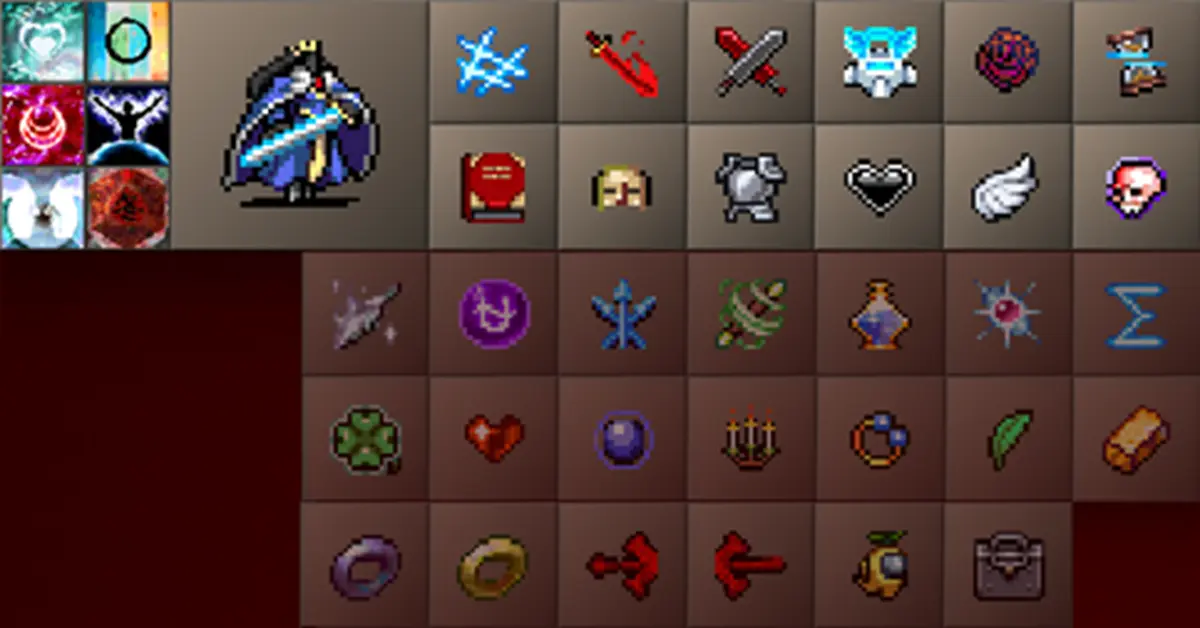 Build de personaje con evoluciones de final de partida en Vampire Survivors.