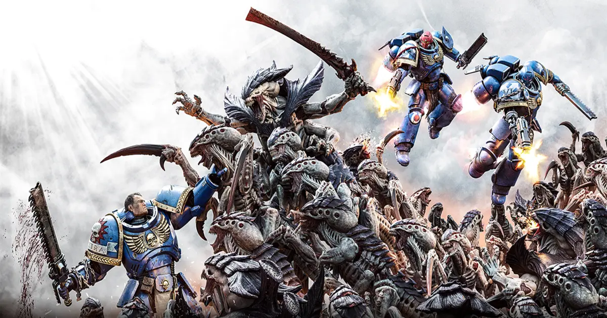 Space Marine disparando un bólter a los enjambres de Tiránidos en Warhammer 40k Space Marine 2