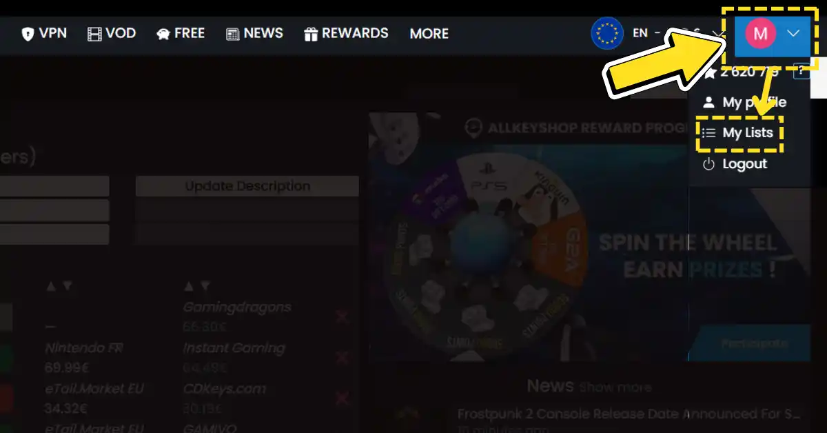 Cómo acceder a tu Wishlist
