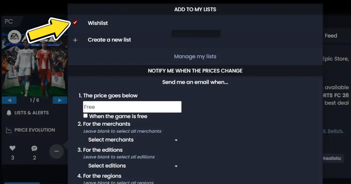 Añadir juego a Wishlist