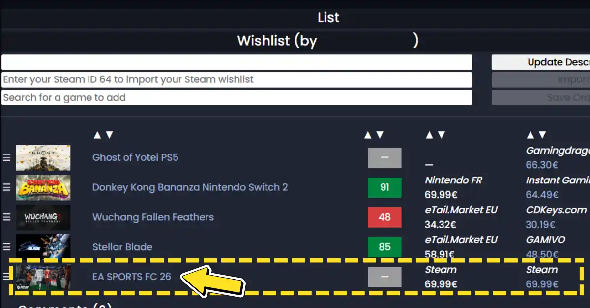 Juego añadido a la Wishlist
