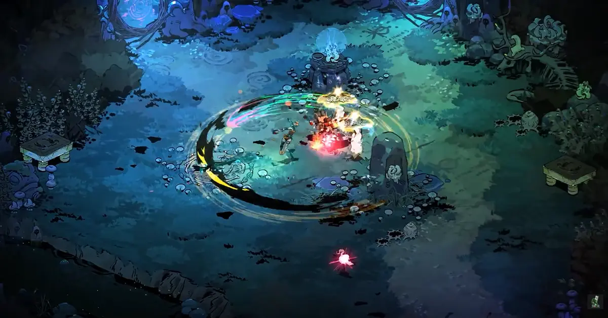 Captura de pantalla del frenético combate en Hades II.